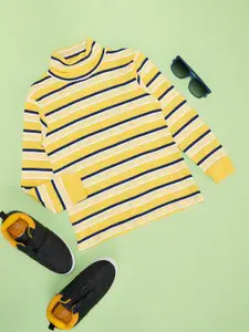 Pantaloons Junior Boys Striped Turtle Neck Pure Cotton Sweatshirt