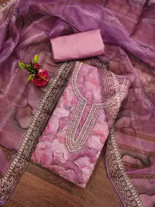 Ishin Floral Embroidered Sequinned Organza Unstitched Dress Material