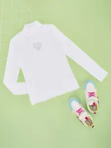 Pantaloons Junior Girls Typography Printed Turtle Neck Sweatshirt