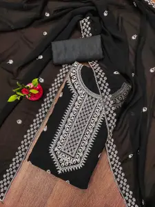 Ishin Floral Embroidered Silk Georgette Unstitched Dress Material