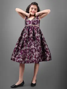 BAESD Girl Floral Jacquard Fit & Flare Midi Dress