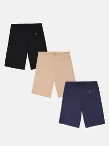 TWIN BIRDS Girls Pack of 3 Cotton Skinny Fit Sports Shorts