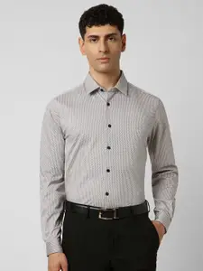 V Dot Men Spread Collar Micro Ditsy Printed Cotton Slim Fit Party Shirt