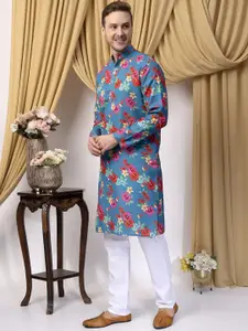 Hangup Floral Printed Cotton Straight Kurta with Pyjamas
