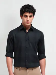 Arrow New York Men Comfort Spread Collar Textured Cotton Slim Fit Formal Shirt