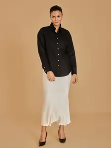 Urban Sundari Women New Spread Collar Solid Cotton Casual Shirt
