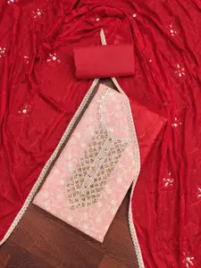 Ishin Floral Printed Beads and Stones Unstitched Dress Material