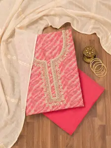 Koskii Abstract Printed Beads & Stones Organza Unstitched Dress Material