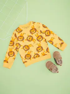 Pantaloons Baby Boys Animal Printed Round Neck Pure Cotton Sweatshirt