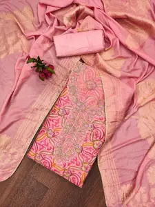 Ishin Floral Embroidered Sequinned Organza Unstitched Dress Material