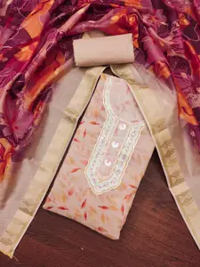 Ishin Floral Embroidered Beads and Stones Unstitched Dress Material