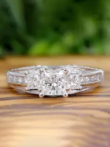 Lila Silver-Plated CZ-Studded Butterfly Design Finger Ring