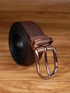 Peter England Men Textured Leather Reversible Formal Belt