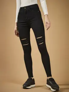 The Roadster Women Slim Fit High Rise Regular Mild Distressed Ripped Stretchable Jeans