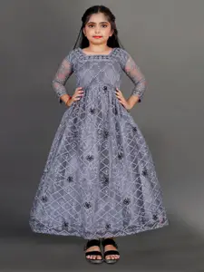 JULEE Girls Floral Embroidered Square Neck Maxi Dress