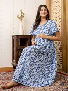 Nayo Floral Printed Maternity Maxi Dress