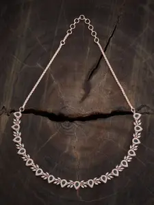 Kushal's Fashion Jewellery Rose Gold-Plated Cubic Zirconia Embellished Bridal Necklace
