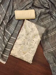 Ishin Floral Printed Beads and Stones Unstitched Dress Material