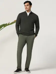 Blackberrys Men Solid Mock Collar Cotton Pullover Sweater