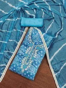 Ishin Bandhani Printed Beads and Stones Unstitched Dress Material