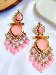 Anouk Gold-Plated Teardrop Shaped Kundan Studded Drop Earrings