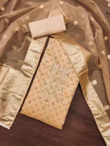 Ishin Geometric Printed Beads and Stones Unstitched Dress Material