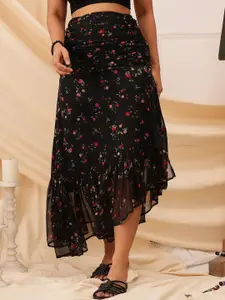 QUIERO Floral Printed A-Line Maxi Skirt