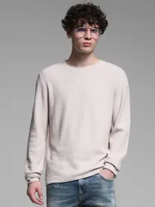 Jack & Jones Men Solid Knitted Cotton Pullover Sweater