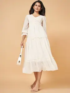 Honey by Pantaloons Self Design Fit and Flare Midi Dress