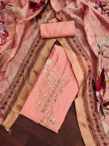 Ishin Floral Embroidered Beads and Stones Unstitched Dress Material