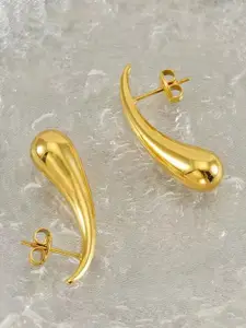 DIVASTRI Gold Plated Stainless Steel Teardrop Shaped Studs