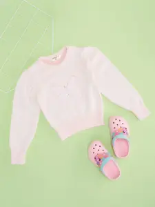 Pantaloons Junior Girls Embroidered Round Neck Pullover