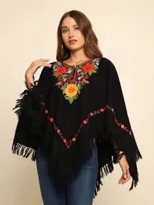 CRAFTBAZAR Women Embroidered Poncho with Embroidered Detail