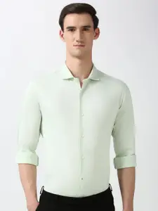 Peter England Men Super Spread Collar Solid Cotton Slim Fit Formal Shirt