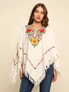 CRAFTBAZAR Women Embroidered Poncho with Embroidered Detail