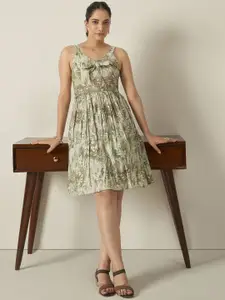 Anouk Women's Floral Printed Sleeveless Fit & Flare Knee Length Ethnic Dress