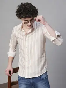 TRYBUY.IN Men Standard Spread Collar Multi Striped Cotton Casual Shirt