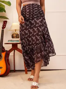 QUIERO Floral Printed A-Line Maxi Skirt