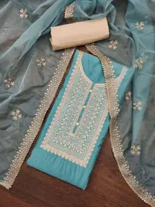 ASISA Ethnic Motifs Embroidered Beads and Stones Pure Silk Unstitched Dress Material