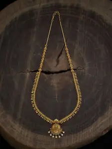 Kushal's Fashion Jewellery Gold-Plated Stones Studded Antique Necklace