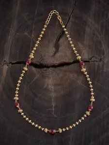 Kushal's Fashion Jewellery Gold-Plated Stones Studded Antique Necklace