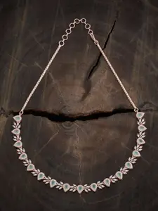 Kushal's Fashion Jewellery Rose Gold-Plated Cubic Zirconia Embellished Bridal Necklace
