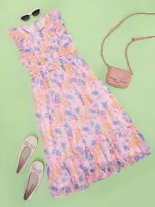 Pantaloons Junior Girls Floral Printed Round Neck Sleeveless Maxi Dress