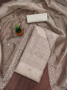 Ishin Floral Embroidered Organza Unstitched Dress Material