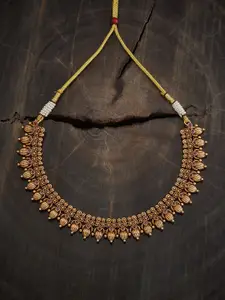 Kushal's Fashion Jewellery Gold-Plated Stone Studded Antique Necklace