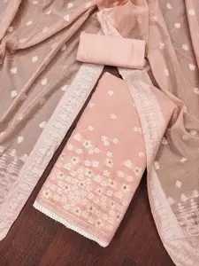 Ishin Floral Woven Design Beads & Stones Unstitched Dress Material