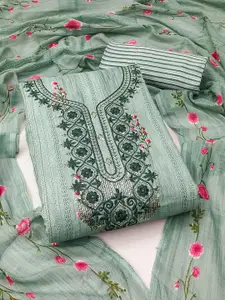 Ishin Floral Embroidered Sequinned Pure Cotton Unstitched Dress Material