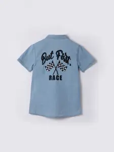 Fame Forever by Lifestyle Boys Spread Collar Typography Printed Cotton Casual Shirt