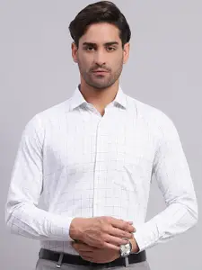 Monte Carlo Men Spread Collar Grid Tattersall Checked Cotton Casual Shirt