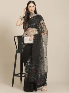 Anouk Floral Embroidered Net Saree